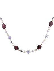 Silver bead, assorted freshwater pearls and 14x17mm oval amethyst necklace