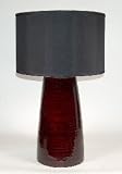 Asian Lacquered Wood Table Lamp with Black Shade