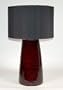 Asian Lacquered Wood Table Lamp with Black Shade