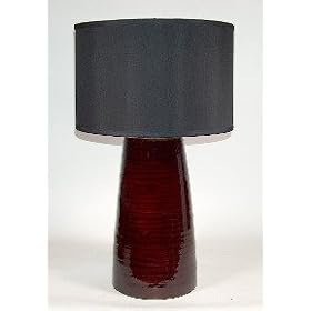 Asian Lacquered Wood Table Lamp with Black Shade by Barbara Cosgrove