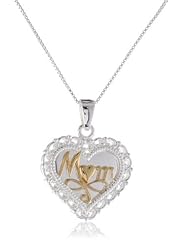 Sterling Silver "Mom, A Mothers Love Is The Greatest Gift of All" Reversible Heart Pendant Necklace, 18"