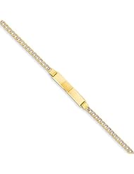 14k Gold and Rhodium 7in Pave Curb ID Bracelet. Metal Wt- 3.51g