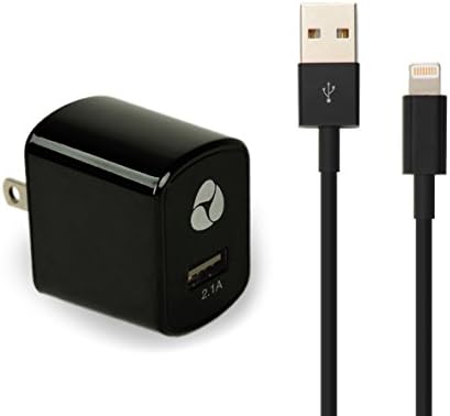 Snatio (TM) 10W 2.1A Universal High Speed USB Wall Charger AC Charger with Extra Long USB to 8 Pin Charging & Sync Cable Cord for iPhone 6/ 6 Plus, iPad 4/ Air/ Mini, iPhone 5/5s/5c - Compatible with IOS 8 (Black)