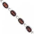 New 14K White Gold Bracelet Bezel Set Garnet Ladies 7in