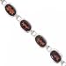 Oval Garnet Link Bracelet in 14K White Gold Bezel Set Safety Clasp - 7 Inch