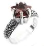 Sterling Silver Marcasite and Garnet Star Ring(Sizes 5,6,7,8,9)