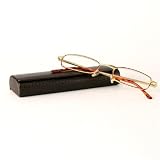 Classic Spring Hinged Reading Glass with Leather Case - Chocolate +1.50