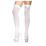 Nylonstrümpfe Kniestrümpfe Strümpfe weiß mit Schleife Gr. Standard Nylon Knie Strumpf Overknee Halterlos