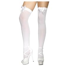 Nylonstr�mpfe Kniestr�mpfe Str�mpfe wei� mit Schleife Gr. Standard Nylon Knie Strumpf Overknee Halterlos