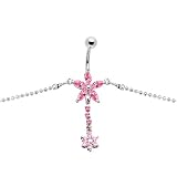 Pink Gem Floweret Flower Belly Chain