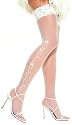Leg Ave Women's Wedding Bell Sheer Stockings with Lace Top-Style #9019, White