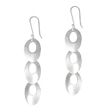 Sterling Silver Triple Open Ovals Drop Earrings