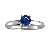 0.10 Ct. Blue Sapphire Gemstone Solitaire Ring Engagement Style in 14K White Gold