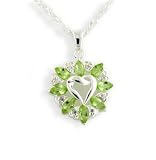3.6cttw Genuine Green Peridot Knotted Sterling Silver Heart Pendant with 18 Necklace