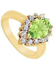 Peridot and Diamond Ring 14K Yellow Gold - 1.50 CT TGW