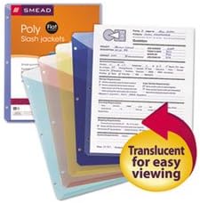 (3 Pack Value Bundle) SMD89505 Slash Pocket Jackets, Letter, Poly, Blue/Clear/Green/Red/Yellow, 5/Pack