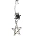 Black Cubic Zirconia GOTHIC STAR Dangle Belly Ring