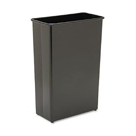 Wastebasket, Steel, Rectangular, Firesafe, 22 Gal, 20-3 4x11x 29-1 2, Black SAF9618BL by Safco