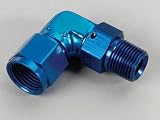 Earl's 923108 Blue Anodized Aluminum 90-Degree -8 AN Female to 3/8 NPT Male Swivel Adapter