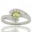Trillion Green Peridot & Diamond Bypass Ring Crafted in 10K White Gold'