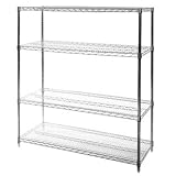 SI 18 Deep x 48 Wide Chrome Wire Shelving Unit with Four Shelves