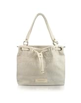 Roccobarocco Wording - All Over Signature Canvas Drawstring Tote Bag cream