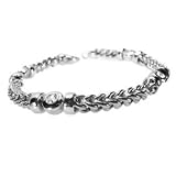 14K White Gold Square Italian Link Bracelet, with Bezel Set Diamonds