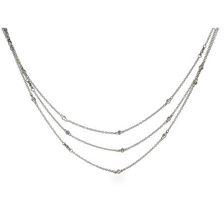 Sterling Silver Layered CZs by the Yard Necklace