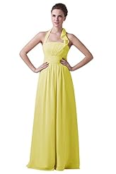 Lace Backless Sheath Halter Chiffon Bridesmaid Dress 