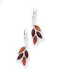 Goldmajor Two Tone Amber and 925 Sterling Silver Drop Leaf Motif Earrings ER447