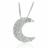 Celebrity Sterling Silver Simulated Diamond CZ Moon Crescent Pendant