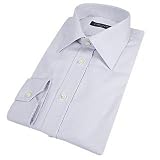 Forzieri White & Gray Spread Collar Basketweave Cotton Dress Shirt