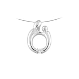 14k White Gold Diamond Mother and Child Pendant (.07 ct, H-I Color, SI2-I1 Clarity), 18