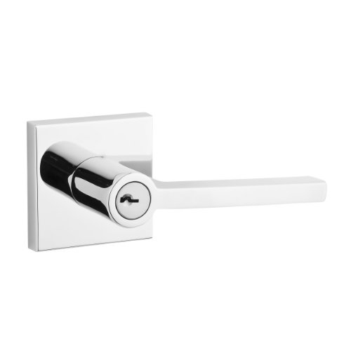 Baldwin EN.SQU.R.CSR.260.6L.DS.CKY.KD Square Right-Handed Entry Lever with Contemporary Square Rose, Polished Chrome