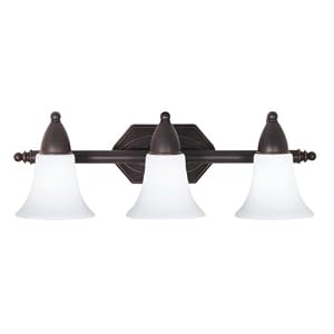 Hampton Lake - 3 Light Bathroom Vanity Lighting Fixture - Oil Rubbed Bronze - White Glass... by R.A.M. Lighting