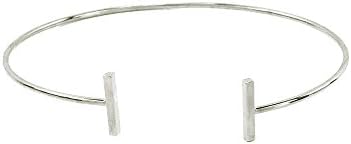 Thin T Square Wire Bangle - Silver