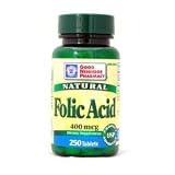Natural Folic Acid 400 mcg - 250 Tablets