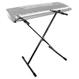 Heavy Duty Single Braced Keyboard Stand & Securing Straps – Height Adjustable with [[ NEW IMPROVED - EXTRA STRONG ]] Deluxe Handle Mechanism & FREE Extra Strong LOCKING STRAPS to secure keyboard to the stand & FREE 2 Year Warranty
