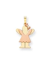 14k Two-Tone Small Girl with Bow on Right Engravable Charm