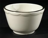 7.25 oz. Scalloped Edge Ivory Seville China Bouillon Bowl with Black Band 36 / CS