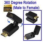 Adaptateur/coude hdmi mâle 19pin vers femelle 19pin, plaqué or, V 1.3 ,rotation360 dégrée, flexibilité assurée ,Conforme Norme HD 1080