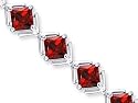 Classy & Elegant 12.00 carats total weight Princess Cut Garnet Gemstone Bracelet in Sterling Silver