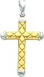 14K Two Tone Gold Cross Pendant
