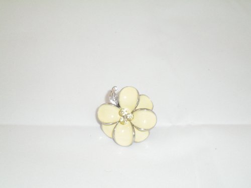 Ring Stretch Enamel Flower with 3 matching crystals YELLOW