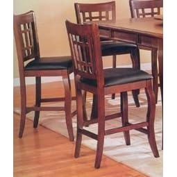 (Set of 2) Counter Height Bar Stools in Dark Cherry with Vinyl Seat by Coaster