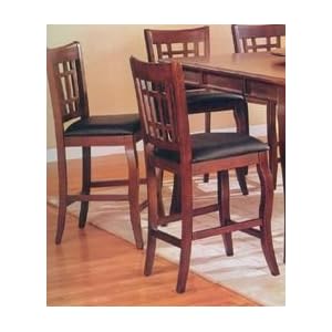 (Set of 2) Counter Height Bar Stools in Dark Cherry with Vinyl Seat by Coaster Company