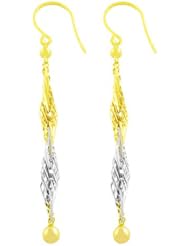14 Karat Two-tone Gold Twist Dangle Earrings