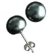 Enhanced Black 7.5-8mm AAAA Cultured Pearl Platinum Overlay CAREFREE Sterling Silver Stud Earrings (LS1B)
