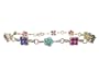 14k Yellow Gold Precious Multi-Color Gemstone Flower Bracelet w/ Diamond Accents (H-SI2 0.05ctw)