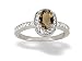14K White Gold Genuine Oval Smoky Quartz and Diamond Couture Ring